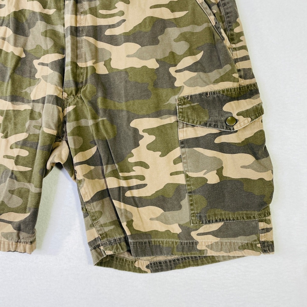 Lincoln Outfitters Mens Camo Cargo Shorts Green Brown Cotton Size 42 Woodland - Picture 5 of 9